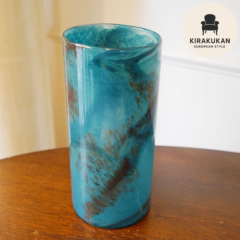 DULTON ダルトン 花瓶 ガラス グラス ベース FLUSSO BLUE 高25.5 おしゃれ ガラス花瓶 マーブル加工 花瓶 ガラス