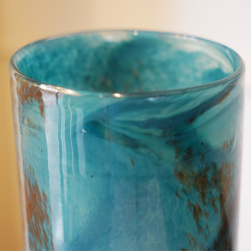 DULTON ダルトン 花瓶 ガラス グラス ベース FLUSSO BLUE 高25.5 おしゃれ ガラス花瓶 マーブル加工 花瓶 ガラス