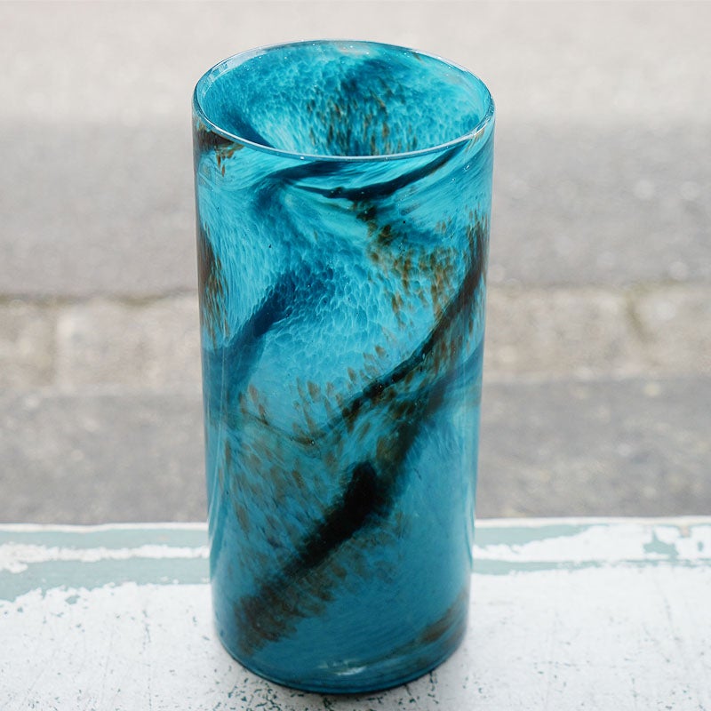 DULTON ダルトン 花瓶 ガラス グラス ベース FLUSSO BLUE 高25.5 おしゃれ ガラス花瓶 マーブル加工 花瓶 ガラス
