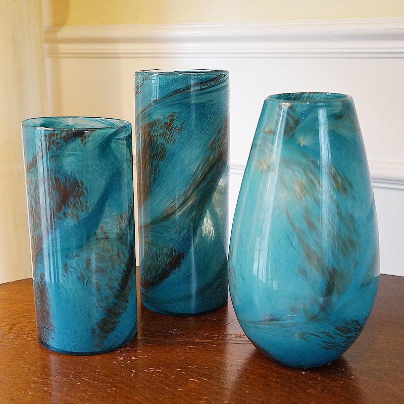 DULTON ダルトン 花瓶 ガラス グラス ベース FLUSSO BLUE 高25.5 おしゃれ ガラス花瓶 マーブル加工 花瓶 ガラス