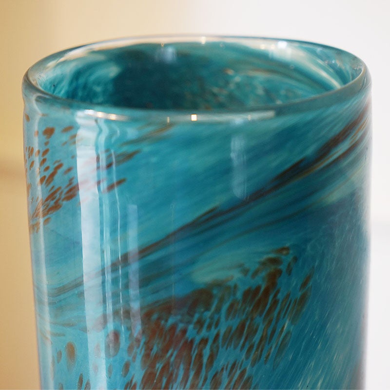 DULTON ダルトン 花瓶 ガラス グラス ベース FLUSSO BLUE 高30.5 おしゃれ ガラス花瓶 マーブル加工 花瓶 ガラス