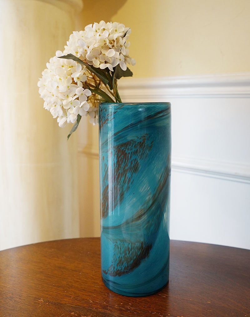 DULTON ダルトン 花瓶 ガラス グラス ベース FLUSSO BLUE 高30.5 おしゃれ ガラス花瓶 マーブル加工 花瓶 ガラス