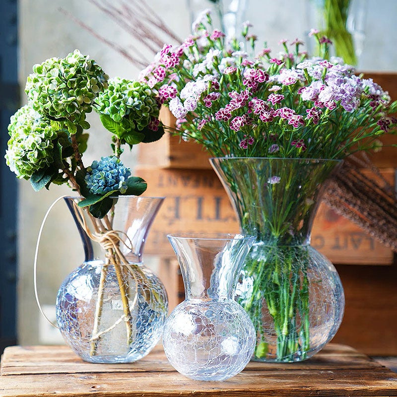 DULTON ダルトン 花瓶 ガラス グラス ベース グリエタ Sサイズ GLASS VASE GRIETA H180 おしゃれ ガラス花瓶 ヒビ割れ加工