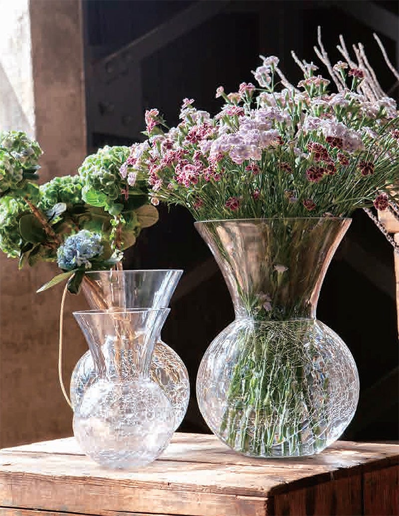 DULTON ダルトン 花瓶 ガラス グラス ベース グリエタ Sサイズ GLASS VASE GRIETA H180 おしゃれ ガラス花瓶 ヒビ割れ加工