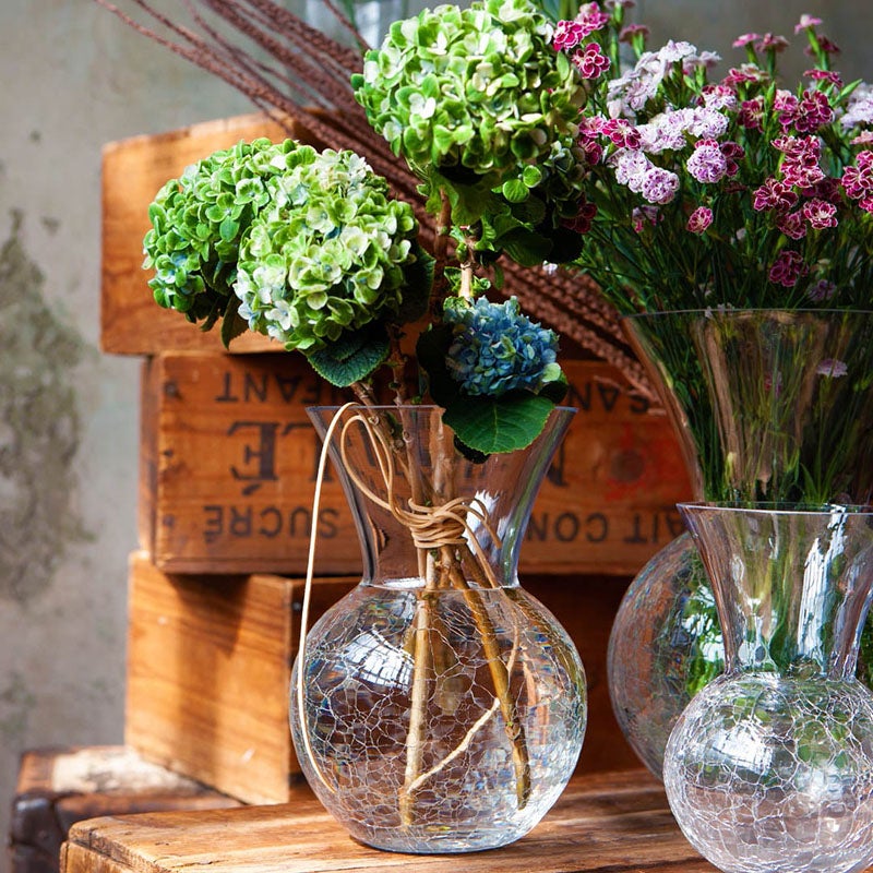 DULTON ダルトン 花瓶 ガラス グラス ベース グリエタ Lサイズ GLASS VASE GRIETA H285 おしゃれ ガラス花瓶 ヒビ割れ加工