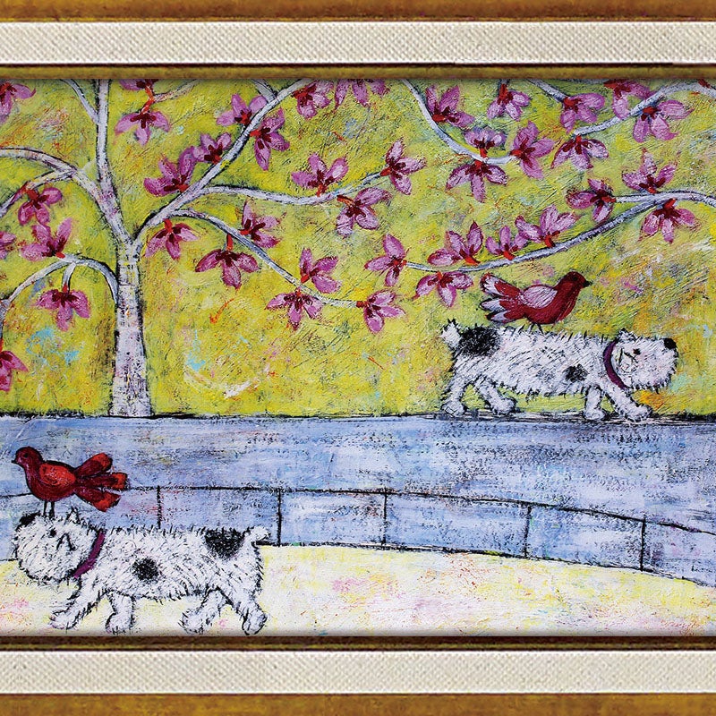インテリア 絵画 アノラ・スペンス 英国作家 「 川べりをてくてく 」 39.5cm Gel加工 Annora Spence  アノラスペンス アート フレーム 絵画