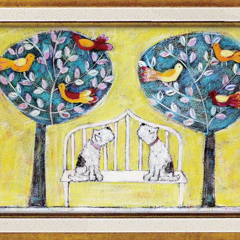 インテリア 絵画 アノラ・スペンス 英国作家 「 木の上のちいさな歌い手 」 39.5cm Gel加工 Annora Spence  アノラスペンス アート フレーム 絵画