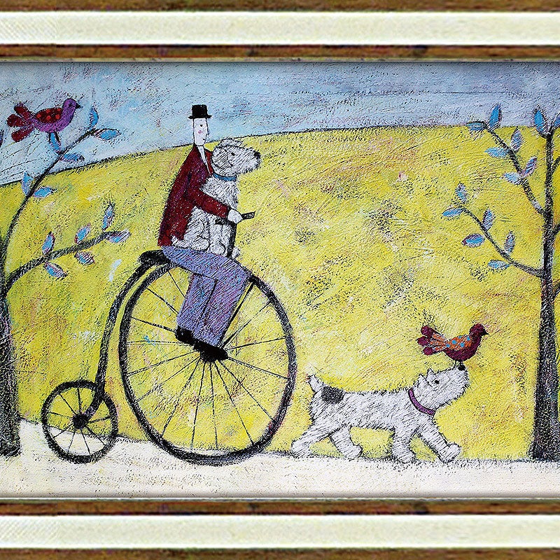 インテリア 絵画 アノラ・スペンス 英国作家 「 ワンコを抱えてくるりんと 」 39.5cm Gel加工 Annora Spence  アノラスペンス