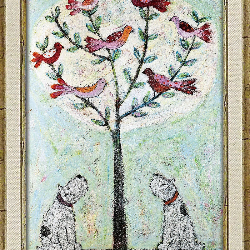 インテリア 絵画 アノラ・スペンス 英国作家 「 森にひびく小鳥たちのうた 」 31.5cm Gel加工 Annora Spence  アノラスペンス