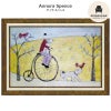 インテリア 絵画 アノラ・スペンス 英国作家 「 ワンコを抱えてくるりんと 」 69.5cm Gel加工 Annora Spence  アノラスペンス