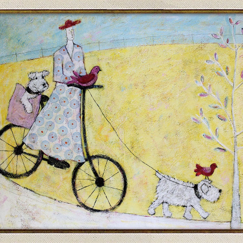 インテリア 絵画 アノラ・スペンス 英国作家 「 のんびりサイクリング 」 51.5cm Gel加工 Annora Spence  アノラスペンス
