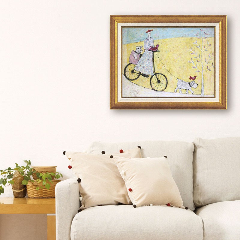 インテリア 絵画 アノラ・スペンス 英国作家 「 のんびりサイクリング 」 51.5cm Gel加工 Annora Spence  アノラスペンス