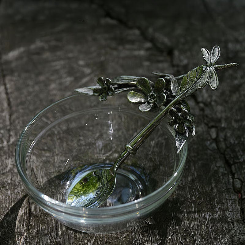 テーブルウェア AJ ピューター製 ディップボウル フラワー＆ドラゴンフライ Dip Bowl Flower & Dragonfly ガラス＆ピューター 錫 スズ