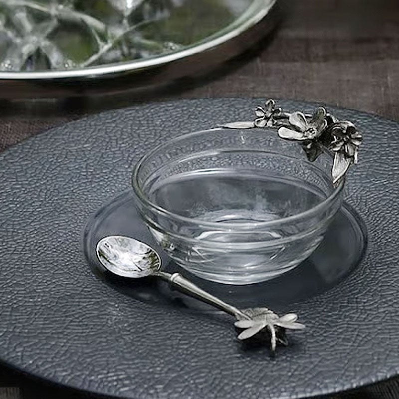 テーブルウェア AJ ピューター製 ディップボウル フラワー＆ドラゴンフライ Dip Bowl Flower & Dragonfly ガラス＆ピューター 錫 スズ