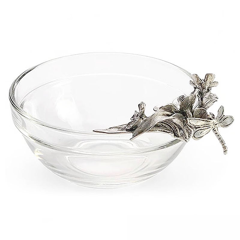 テーブルウェア AJ ピューター製 ディップボウル フラワー＆ドラゴンフライ Dip Bowl Flower & Dragonfly ガラス＆ピューター 錫 スズ